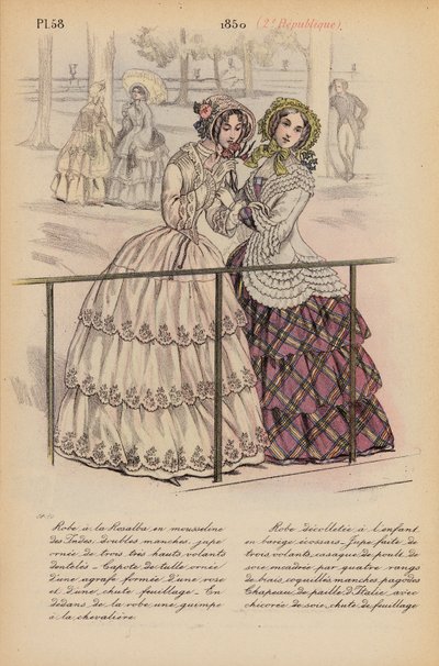 Francouzská móda: 1850, 2e Republique (barevná litografie) od Louis Colas