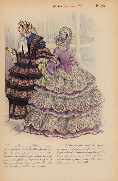 Francouzská móda: 1858, Napoleon III (kolorovaná rytina) od Louis Colas