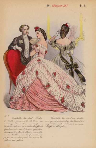 Francouzská móda: 1861, Napoleon III (barevná litografie) od Louis Colas