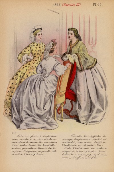 Francouzská móda: 1863, Napoleon III (barevná litografie) od Louis Colas
