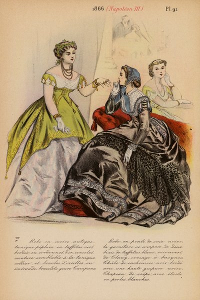 Francouzská móda: 1866, Napoleon III (barevná litografie) od Louis Colas