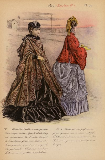 Francouzská móda: 1870, Napoleon III (barevná litografie) od Louis Colas