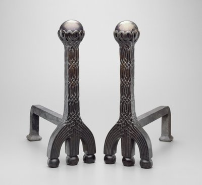 Pár andirons, c.1892/1902 (bronz s favrile sklem) od Louis Comfort Tiffany