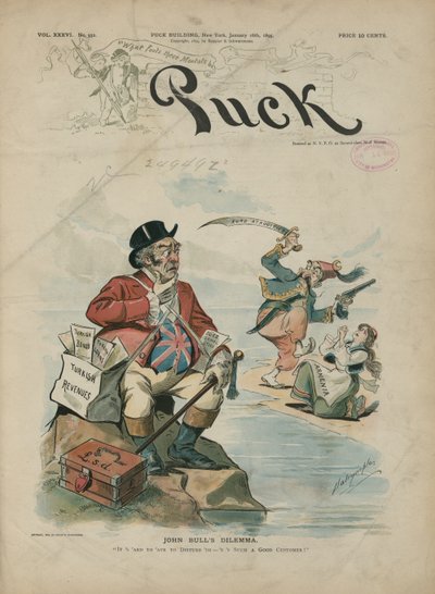 Dilema Johna Bulla, časopis Puck od Louis Dalrymple