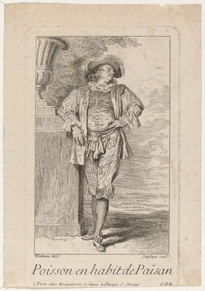Ryba v šatech Paisan od Louis Deplaces after Antoine Watteau