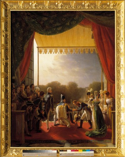 Ludvík XVIII., obklopený členy královské rodiny, navštívil balkon Tuileries, po návratu španělské armády, 2. prosince od Louis Ducis