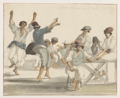 Dansende maltezer matrozen Tanec našich maltských námořníků (název na předmětu) Cesty po Itálii, Sicílii a Maltě - 1778 (název série) od Louis Ducros