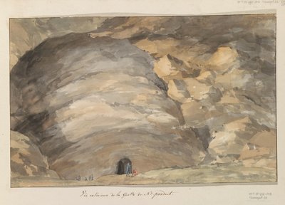 Exteriér van Grot Santa Maria Capella Vnější pohled na jeskyni předchozího č. (název na objektu) Cesty po Itálii, Sicílii a Maltě - 1778 (název série) od Louis Ducros