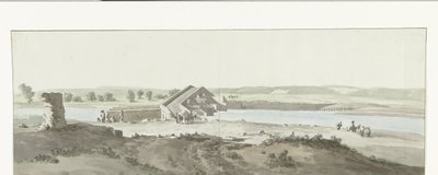 Gezicht op Canosa most přes řeku Ofanto v Puglii Pohled na Pont de Canosa přes Ofanto (Aufidus) (název na objektu) Plavba do Itálie, Sicílie a Malty - 1778 (název série) od Louis Ducros