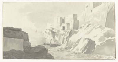 Gezicht op Polignano Pohled na město Polignano (název na objektu) Cesty po Itálii, Sicílii a Maltě - 1778 (název série) od Louis Ducros