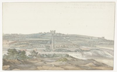 Pohled na palác Vedala velmistra, který se nachází v Boschetto na Maltě Vue de Boschetto, maison de plaisance du Grand-Maître, à 2 lieus de la ville de Malthe (název na objektu) Voyage en Italy a Sicile et à Malte - 1778 (název série) od Louis Ducros