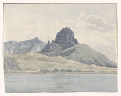 Pohled na pobřeží Pentidatilo na druhé straně mysu Spartivento Vue de la cote de Pentidatilo au delà du Cap de Spartivento (název na objektu) Voyage en Italy a Sicile et à Malte - 1778 (název série) od Louis Ducros