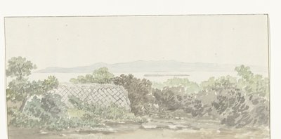 Divadlo Gezicht op de ruïne van het v Brindisi Pohled na zbytky divadla Taranto (název na objektu) Cesty po Itálii, Sicílii a Maltě - 1778 (název série) od Louis Ducros