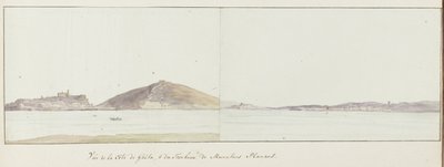 Gezicht op kust van Gaeta a mauzoleum van Munatius Plancus (Lucio Munazio Planco) Vue de la côte de Gaëta a du Tombeau de Munatius Plancus (název na objektu) Voyage en Italie, en Sicile et à Malte - 1778 (název série) od Louis Ducros