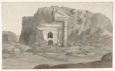 Hrobky s fasádou v dórském stylu vytesanou do skály poblíž Syrakus Voyage en Italy a Sicile et à Malte - 1778 (název série) od Louis Ducros