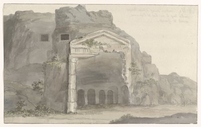 Hrobky s fasádou v dórském stylu vytesanou do skály poblíž Syrakus Voyage en Italy a Sicile et à Malte - 1778 (název série) od Louis Ducros