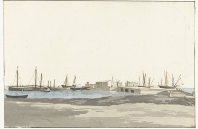 Přístav Barletta s loděmi Mole du port de Barletta (název na objektu) Voyage en Italy a Sicile et à Malte - 1778 (název série) od Louis Ducros