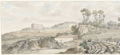Interiér se setkal s divadlem trappen van v Syrakusách Pohled do interiéru a tribuny divadla Syrakusy (název na objektu) Cesty po Itálii, Sicílii a Maltě - 1778 (název série) od Louis Ducros