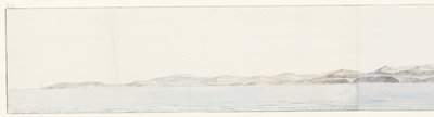 Panorama uvádí Agrigenta do de kust Výhled do dálky na město Girgenti a pobřeží (název na objektu) Cesty po Itálii, Sicílii a Maltě - 1778 (název série) od Louis Ducros