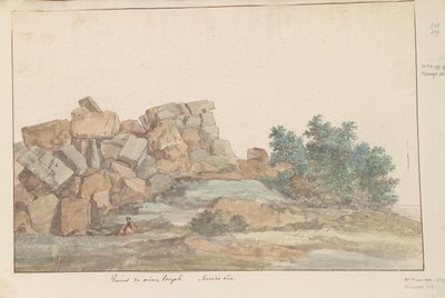 Chrám Resten van Zeus Olympus v Agrigentu Ruiny téhož chrámu. Druhý pohled (název na objektu) Cesty po Itálii, Sicílii a Maltě - 1778 (název série) od Louis Ducros