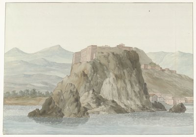 Skála a město Scilla v regionu Kalábrie při pohledu od moře na severní straně Rocher & Ville de Scilla a Calabre; vue prize en mer, du côté du Nord (název na objektu) Voyage en Italy a Sicile et à Malte - 1778 (název série) od Louis Ducros