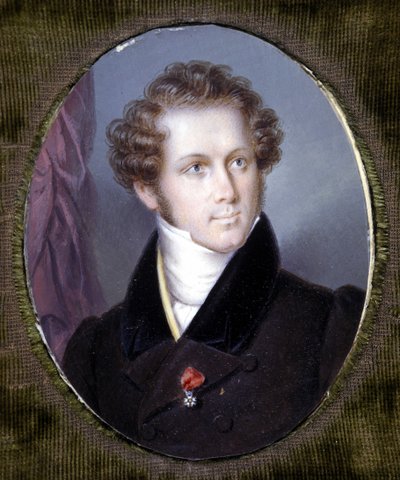 Portrét Vincenza Belliniho (1801 - 1835).Miniatura Duprého. Muzeum Scala. Milán. od Louis Dupré
