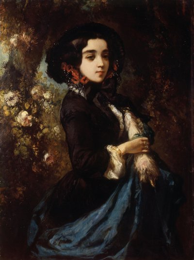 Portrét dámy, asi 1860-65 (olej na plátně) od Louis Eugene Gabriel Isabey