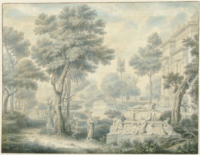Arkádská krajina s hrobkou od Louis Fabritius Dubourg