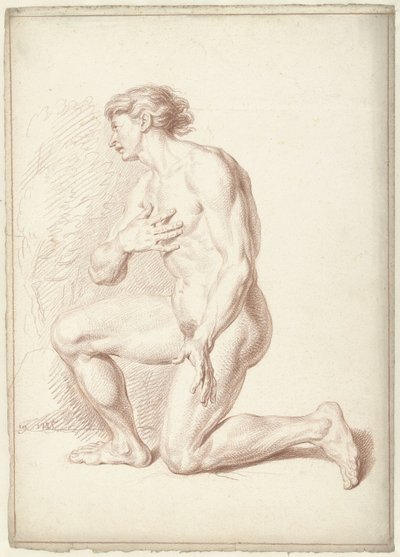 Mužský akt, klečící, tváří vlevo od Louis Fabritius Dubourg