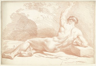 Mužský akt, ležící, při pohledu zezadu od Louis Fabritius Dubourg