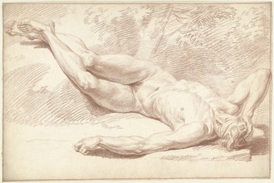 Mužský akt, ležící na zádech, čelem doprava od Louis Fabritius Dubourg