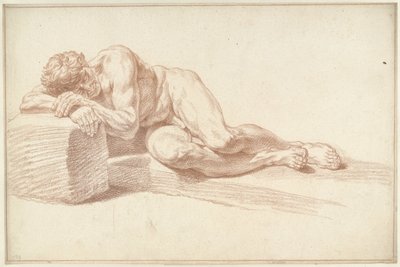 Mužský akt, ležící na boku, čelem doleva od Louis Fabritius Dubourg