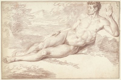 Mužský akt, ležící na boku, čelem doprava od Louis Fabritius Dubourg