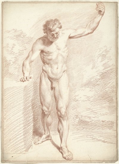Mužský akt, stojící, levá paže zvednutá od Louis Fabritius Dubourg