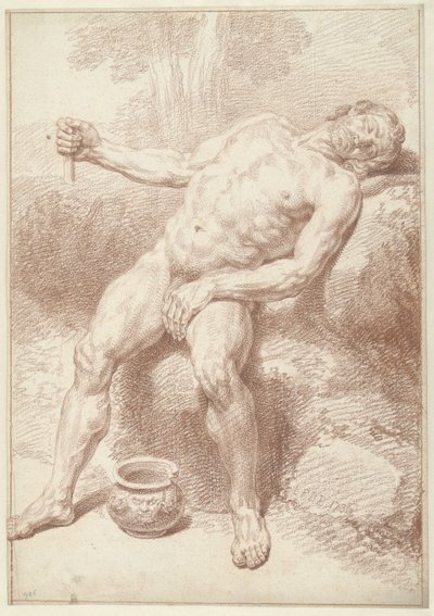 Mužský akt, sedící, ležící od Louis Fabritius Dubourg