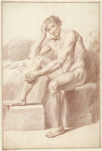 Mužský akt, sedící s pokrčenými koleny od Louis Fabritius Dubourg