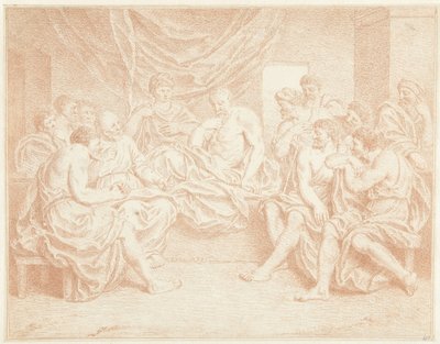 Starý muž na posteli obklopený lidmi od Louis Fabritius Dubourg