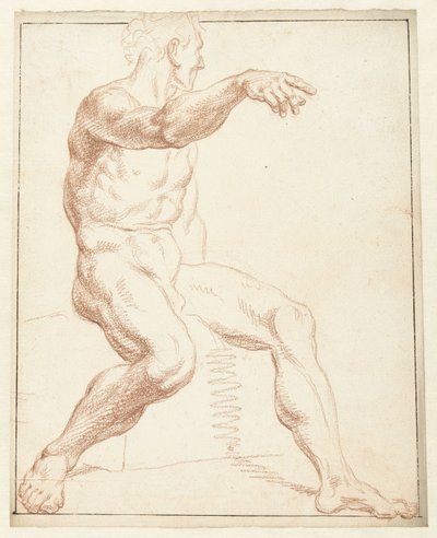 Studie sedícího mužského aktu, ukazujícího pravou paží od Louis Fabritius Dubourg