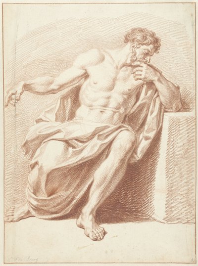 Studie sedícího muže se skládanou drapérií od Louis Fabritius Dubourg