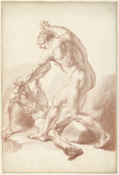Dva nazí muži bojují od Louis Fabritius Dubourg