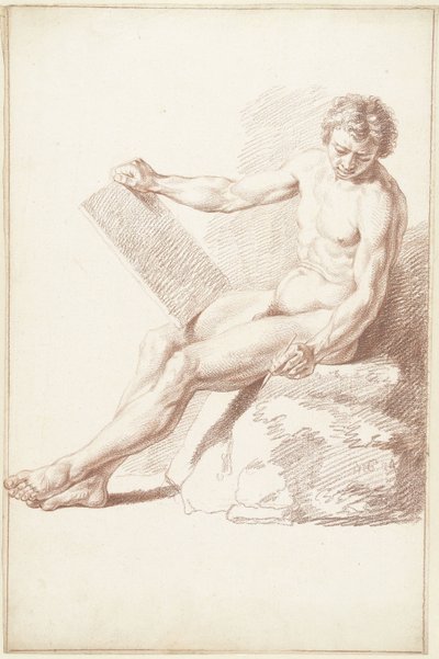 Sedící akademie nahá jako kreslíř od Louis Fabritius Dubourg