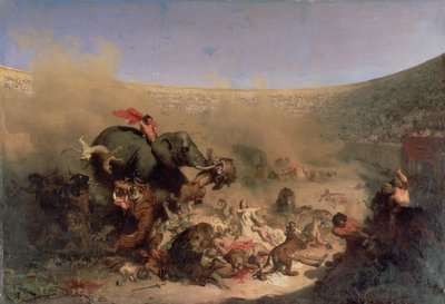 Křesťané předhozeni šelmám Římany od Louis Felix Leullier