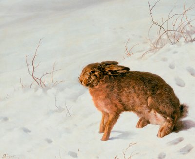 Zajíc ve sněhu, 1875 od Louis Ferdinand von Rayski