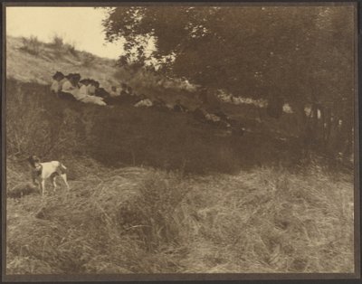 [Skupinová fotografie „Odpočinek na poli se psem“] od Louis Fleckenstein