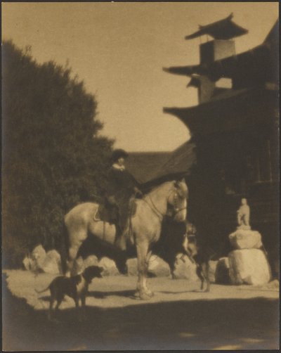 [Ruth Comfort Mitchellová před svým domem, Yung See San Fong House, Los Gatos] od Louis Fleckenstein