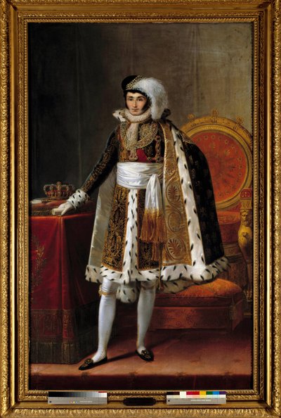 Portrét v nohách Jerome Bonaparte (1784-1860), král vestfálského. V kostýmu jako velitel Řádu královské koruny Wesphalia, cca 1810. Obraz připisován Louisi Francoisovi Aubrymu (1767-1851) nebo Francois Joseph Kinsonovi (Kinsoen) (1770-1839). od Louis Francois (attr. to) Aubry