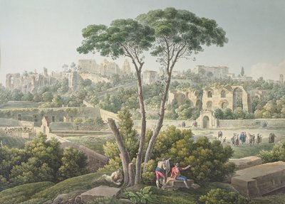 Pohled na Palatine Hill v Římě, s ruinami paláce Cesars v pozadí, c.1800 od Louis Francois Cassas