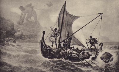 Odysseus se vysmívá Kyklopovi od Louis-Frederic Schutzenberger