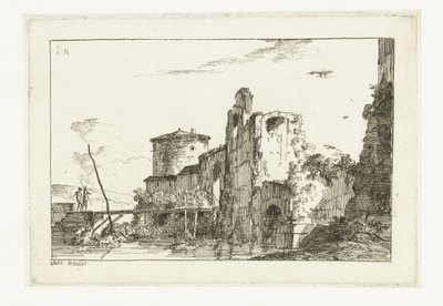 Pevnost a most přes řeku od Louis Gabriel Moreau