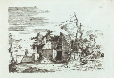 Rustikální stodola od Louis Gabriel Moreau the Elder
